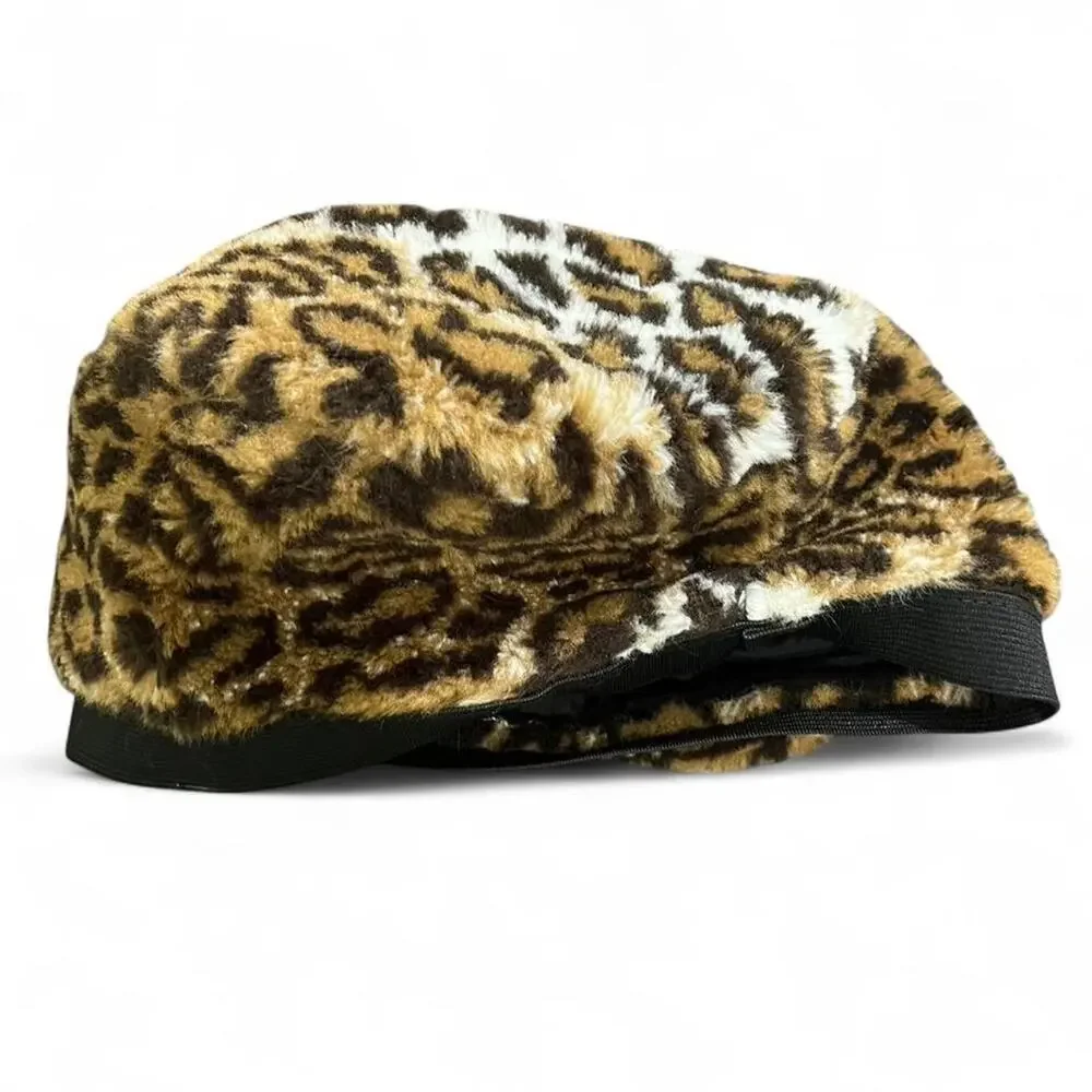 Leopard print faux fur bucket
